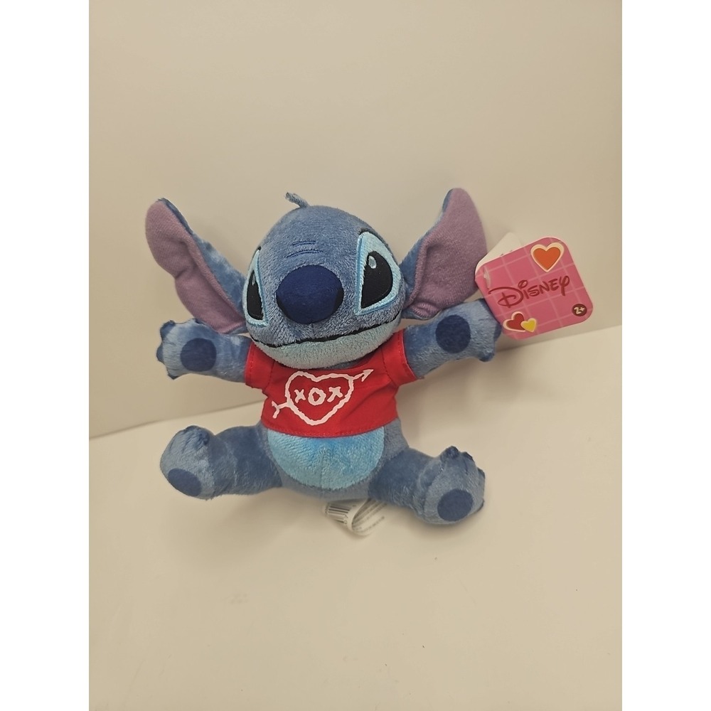 Disney Stitch XOX Heart Red T-Shirt‎ Plush 6" Valentines Day Love  Play Tee NWT